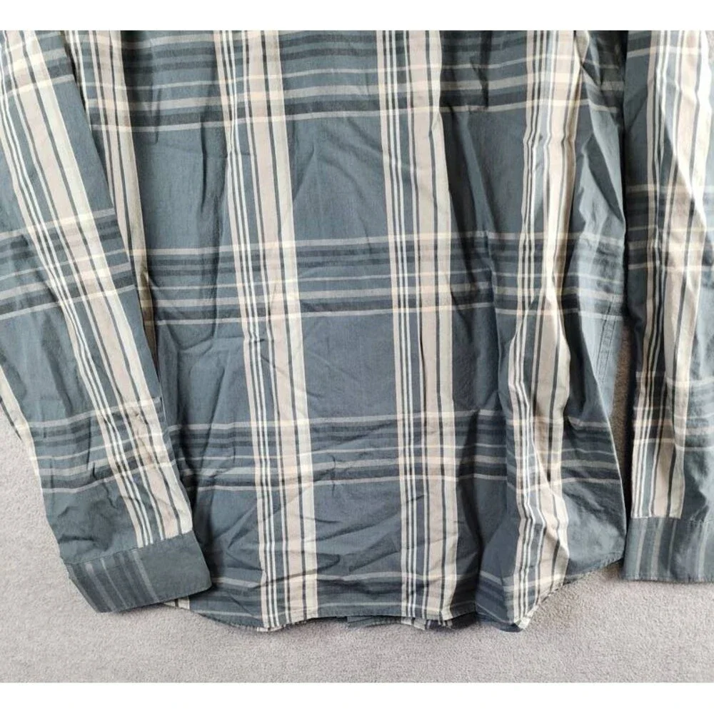 Vince Lorimer Plaid Long Sleeve Shirt Men's XL Harbor Blue Combo Button Closure